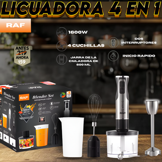 Licuadora de Mano Potente 4 en 1 RAF