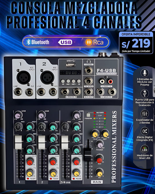 Consola Mezcladora 4 canales